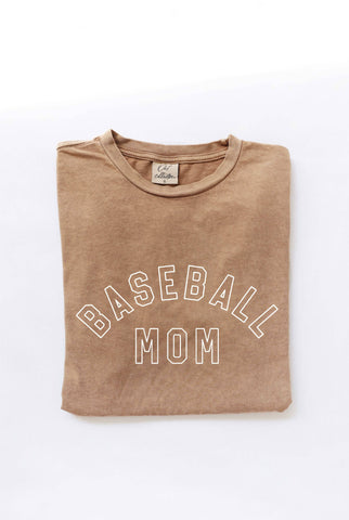 BASEBALL MOM Mineral Washed Graphic Top