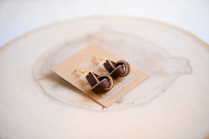 Brown Leather Knot Earrings