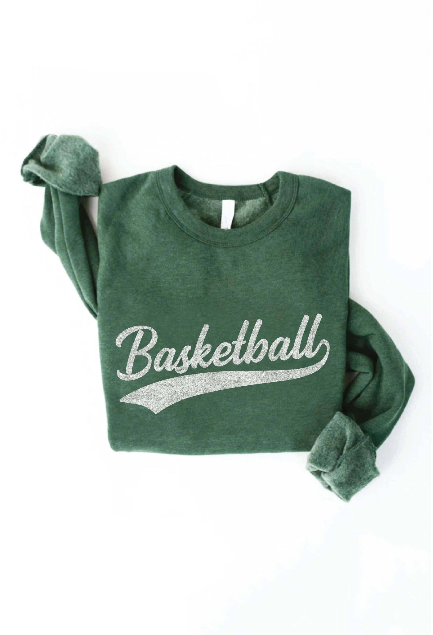 BASKETBALL Green Graphic Sweatshirt