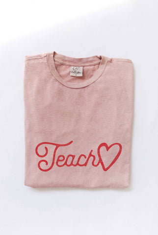 TEACH Pink Graphic Top