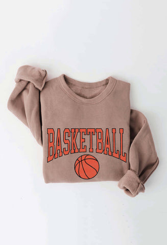 BASKETBALL Tan Graphic Sweatshirt