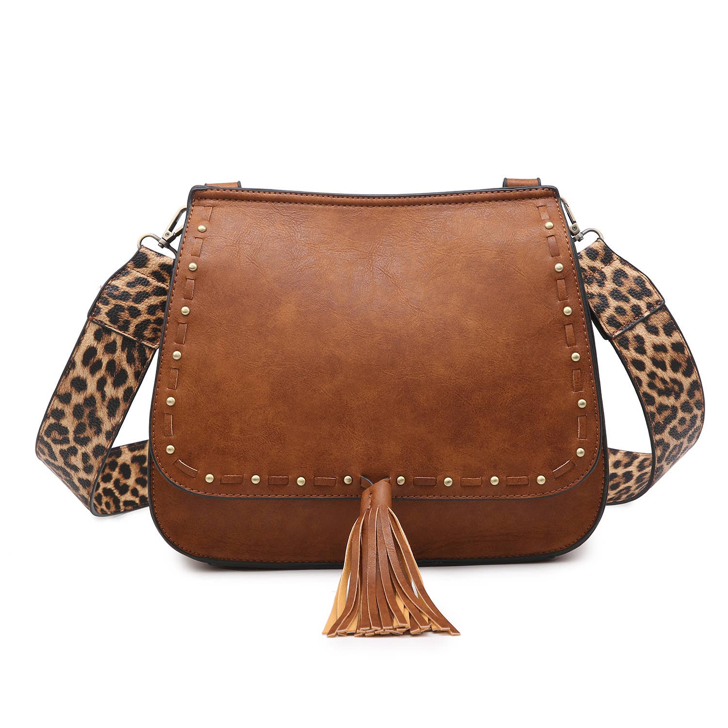 Brown Bailey Crossbody with Print Contrast Strap