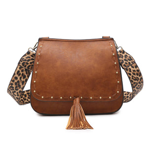 Brown Bailey Crossbody with Print Contrast Strap