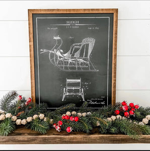 Vintage Patent Wooden Sleigh Sign